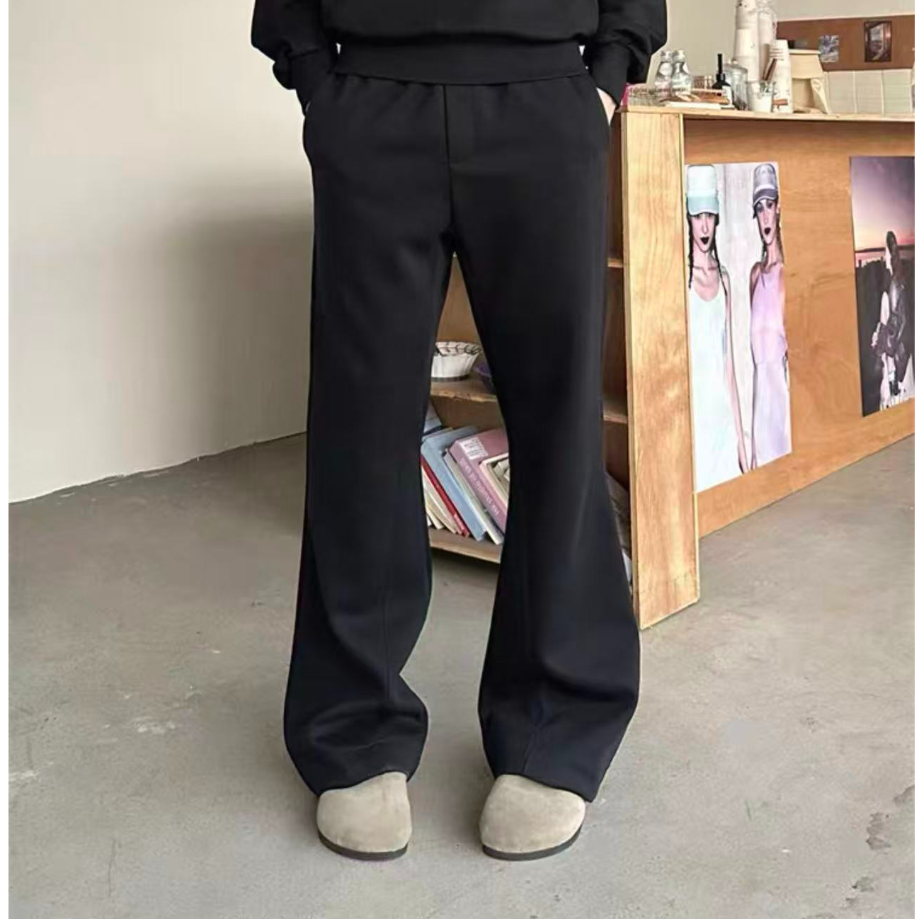 秋冬季【立体活页剪裁】空气层微喇卫裤休闲裤基础百搭长裤简约男女