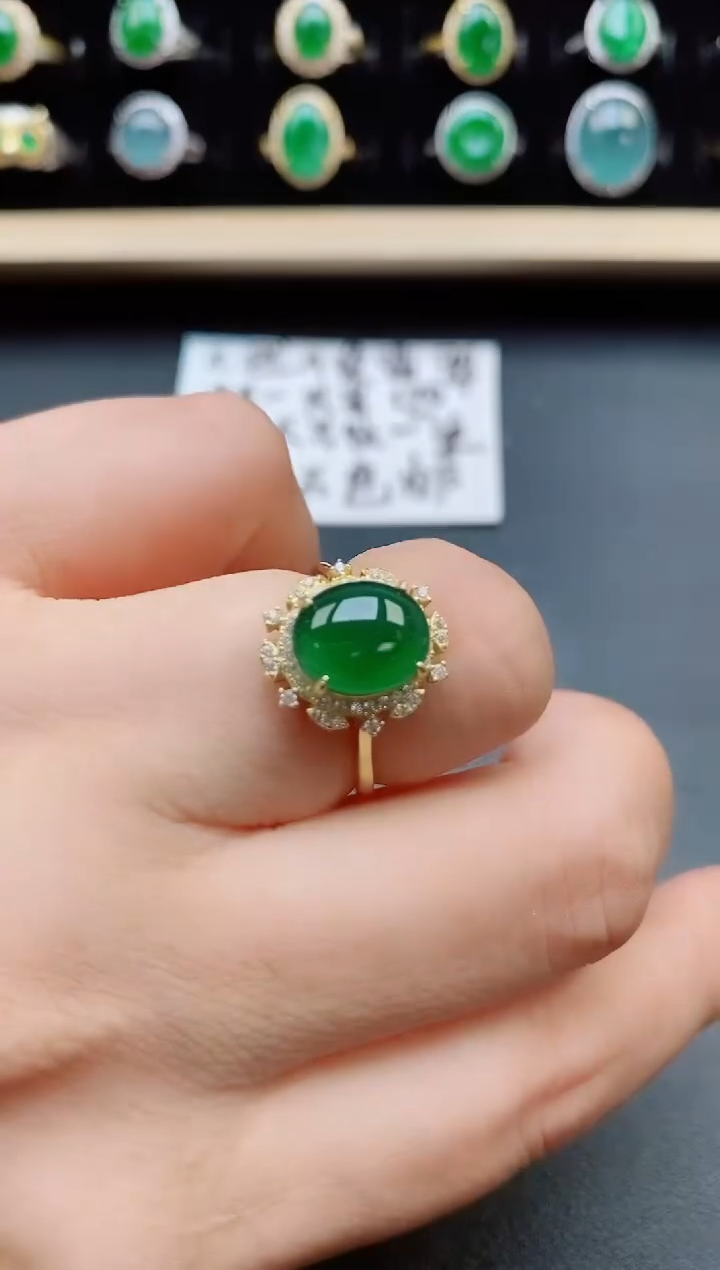 翡翠戒指银S925镶嵌321321