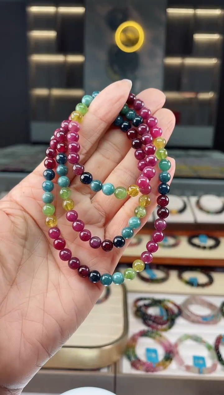 【闪购商品】碧玺三圈手串未镶嵌（多样性发一条）Q