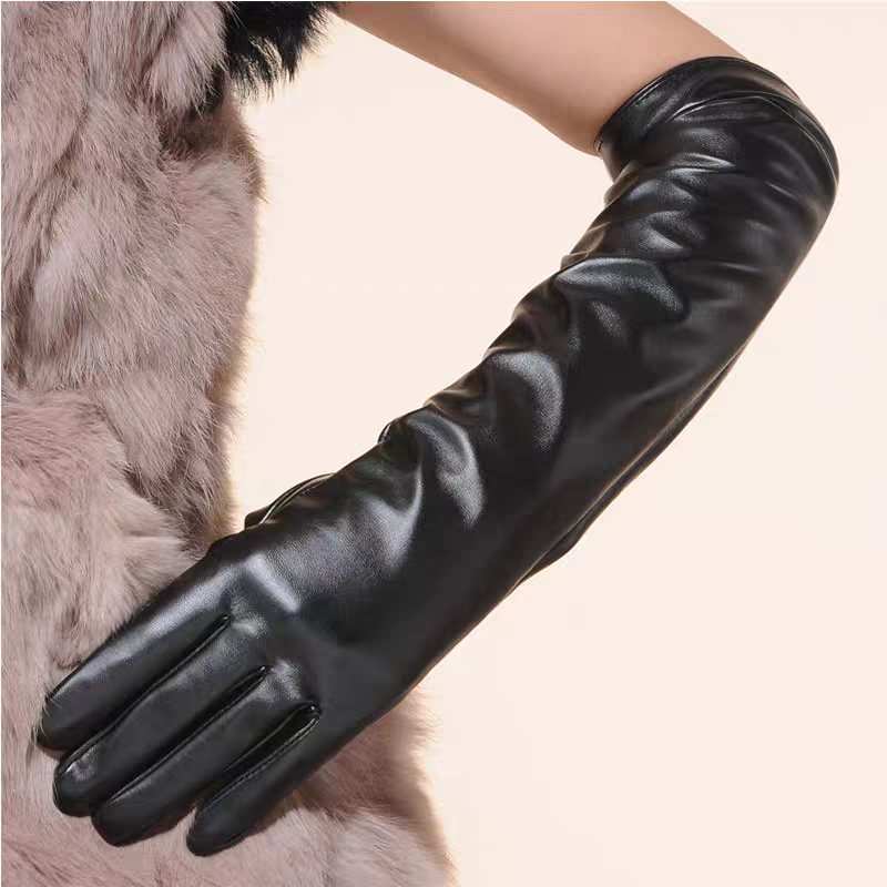 50公分以内加长款过肘女士羊皮手套袖套冬加绒保暖女式手臂套开车