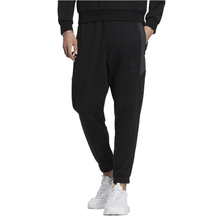 adidas Logo刺绣束脚运动长裤 男款 黑色IA6954