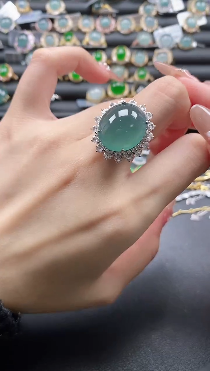 【闪购商品】翡翠戒指银S925镶嵌15151