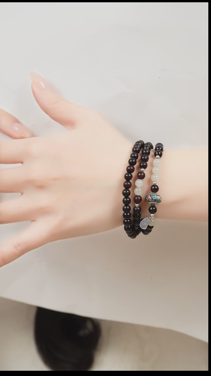 手串檀香紫檀（小叶紫檀）未镶嵌三圈小叶紫檀