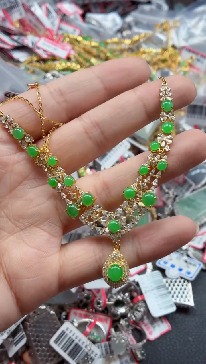 银S925镶嵌戒指翡翠天然A货缅甸翡翠