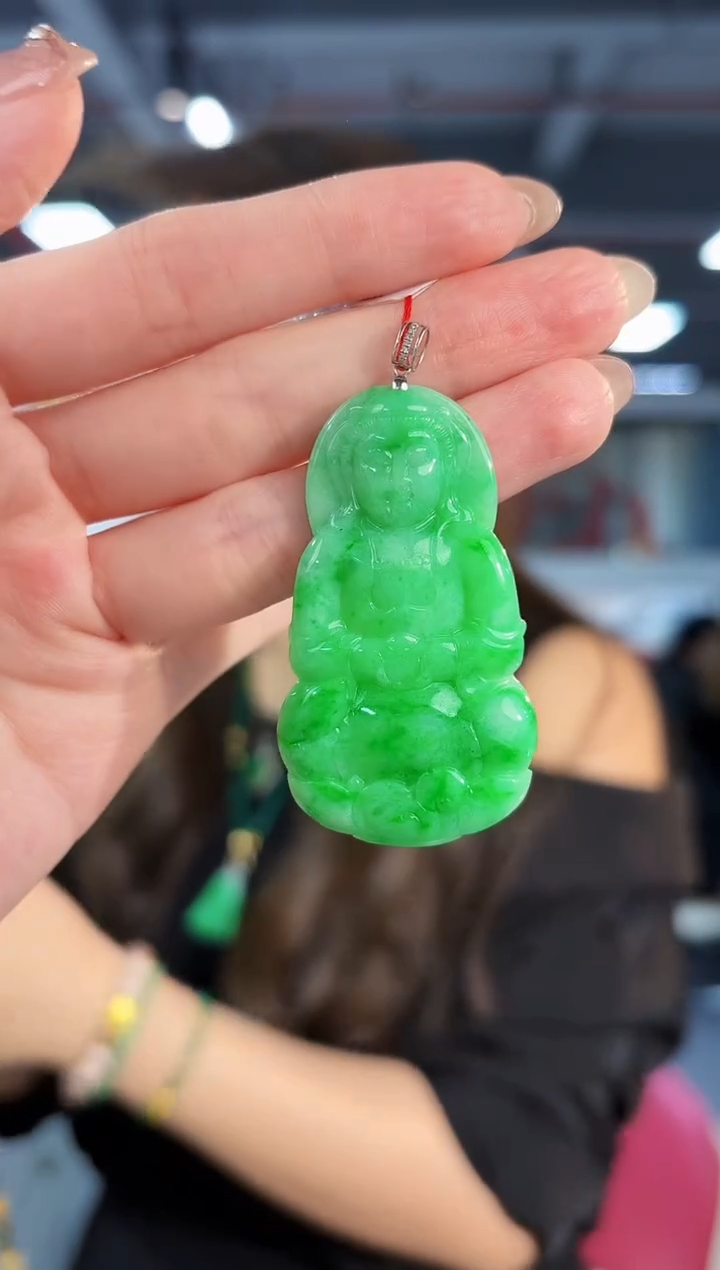 【闪购商品】翡翠吊坠(不含链)18K金镶嵌缅料A货/支持复检/一件
