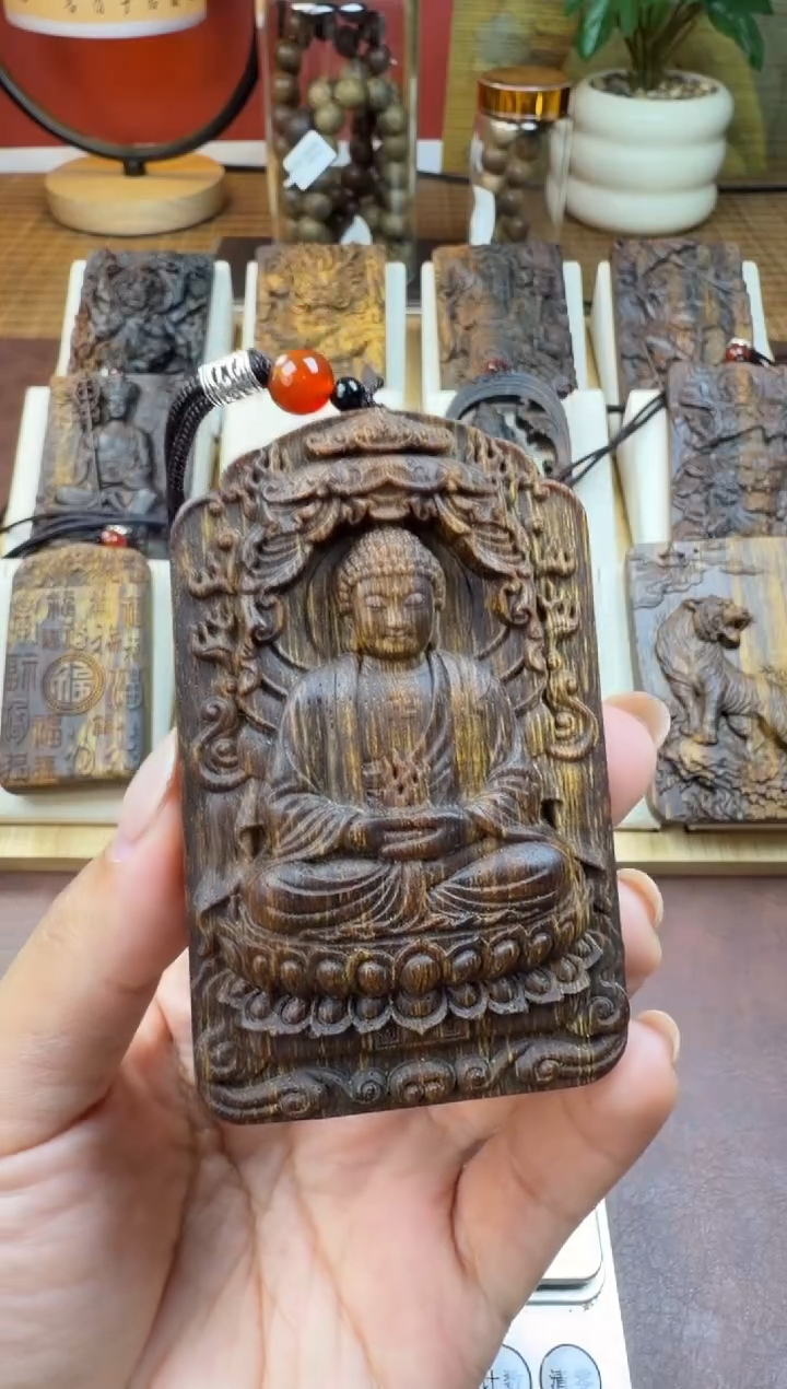 木木雕款芽庄 十二生肖守护  羊猴 大日如来8cm 送养香瓶