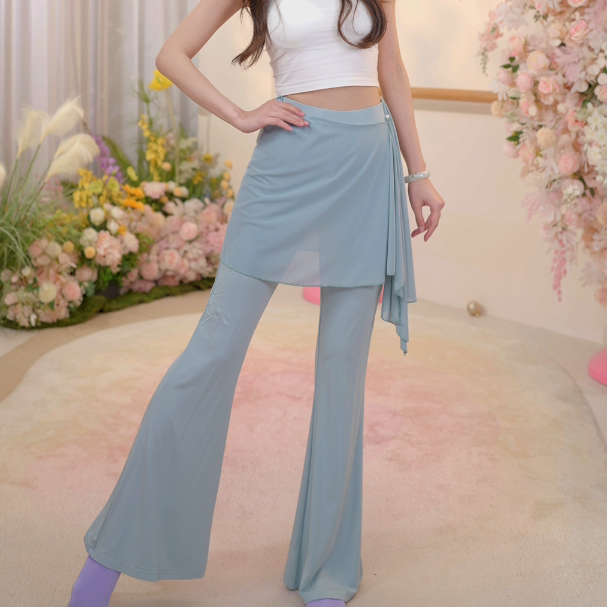 8093 D现代舞蹈裤女新款网纱裙喇叭裤跳舞练功日常可穿飘逸