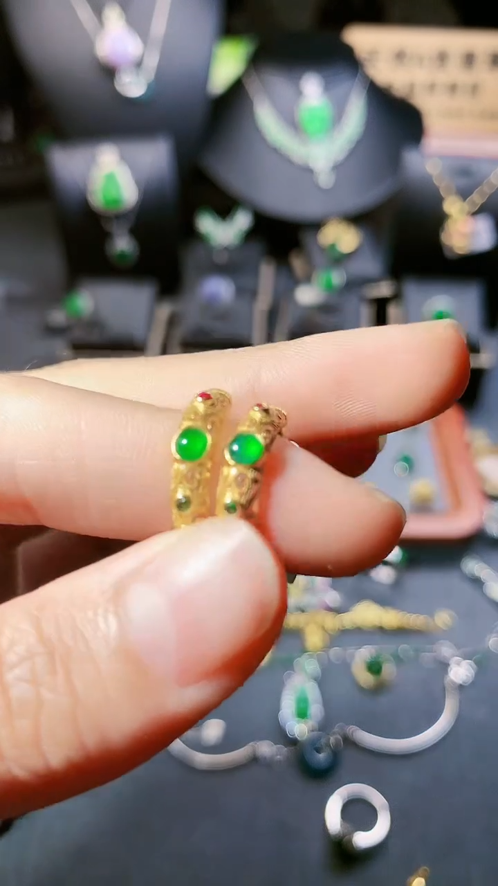 【闪购商品】翡翠耳饰银S925镶嵌耳饰