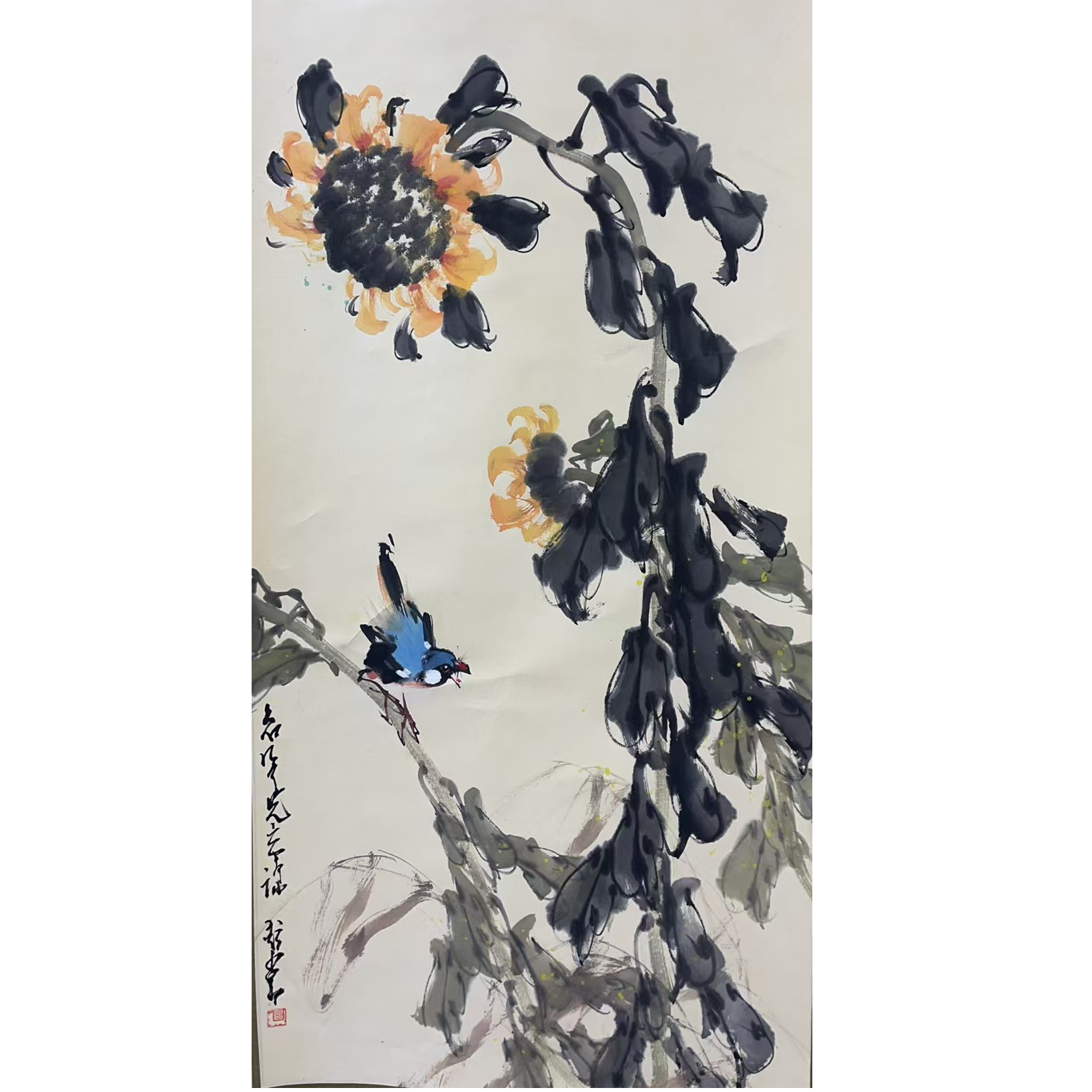 赵少昂 款 绘画花鸟立轴100×50 4.5平尺