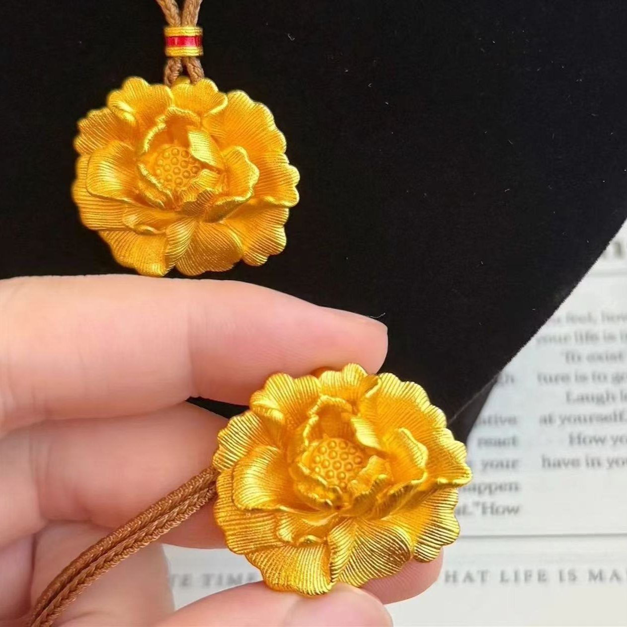 钛钢项链 A-163-牡丹花国风毛衣链项链饰品复古百搭精美气质