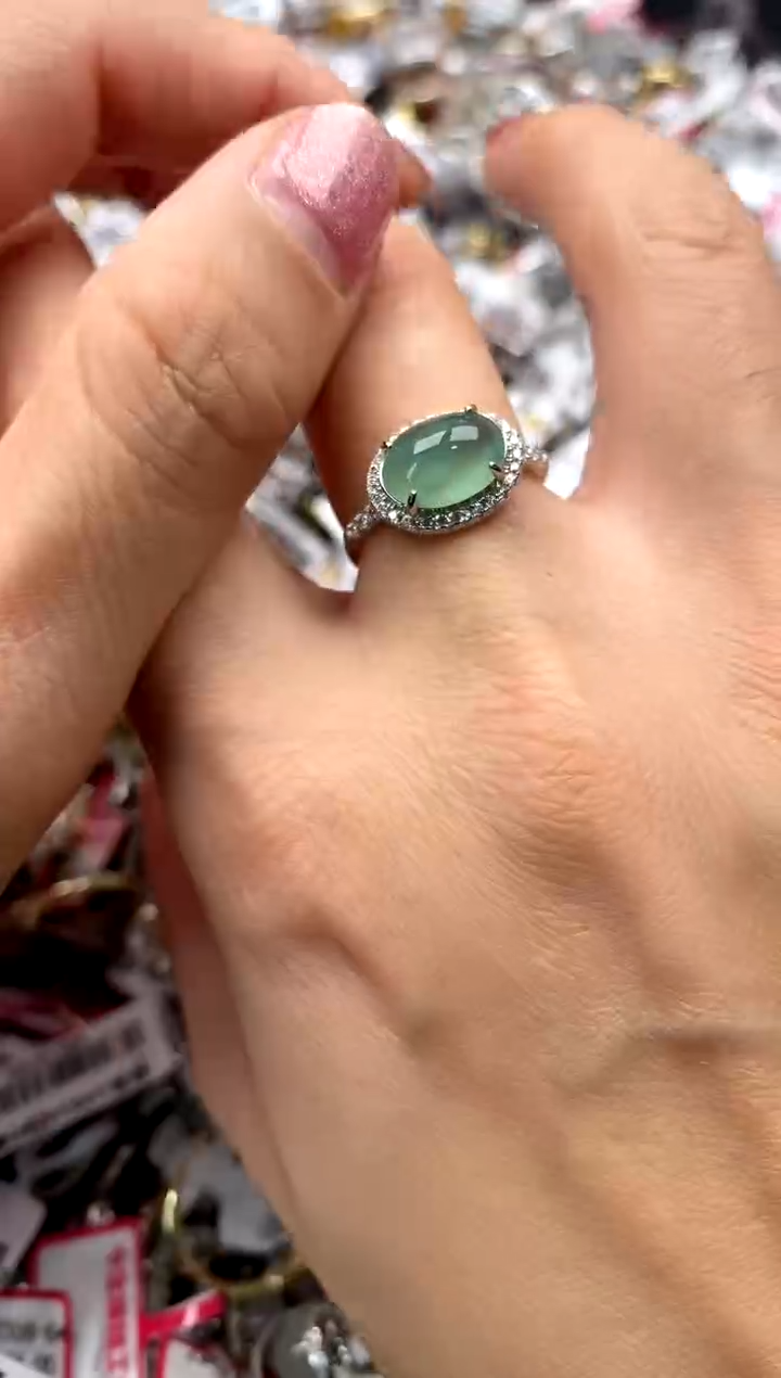 【闪购商品】翡翠戒指银S925镶嵌66666  1