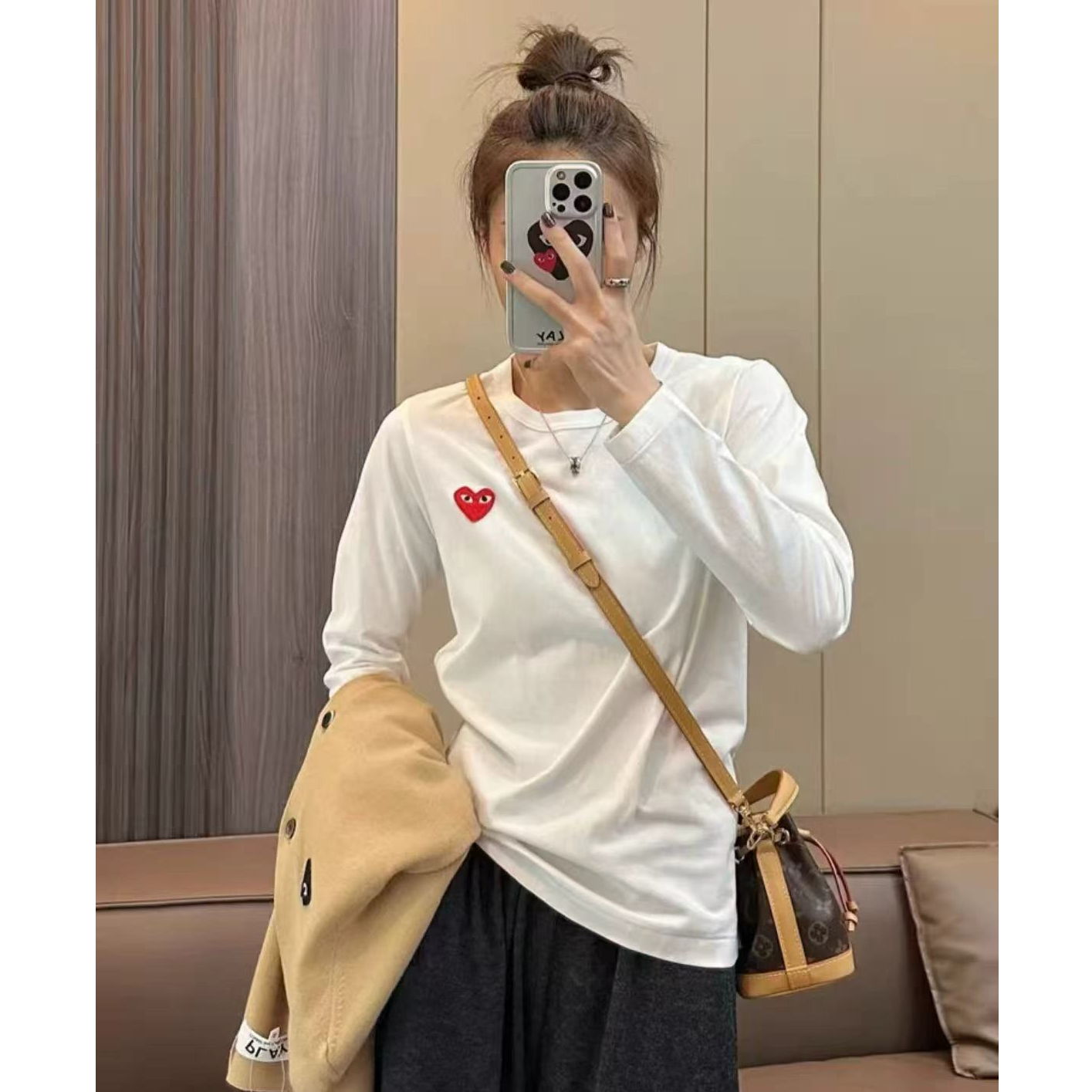 Rei Kawakubo/川久保玲 现货 断码特价纯色爱心T恤 TX0184