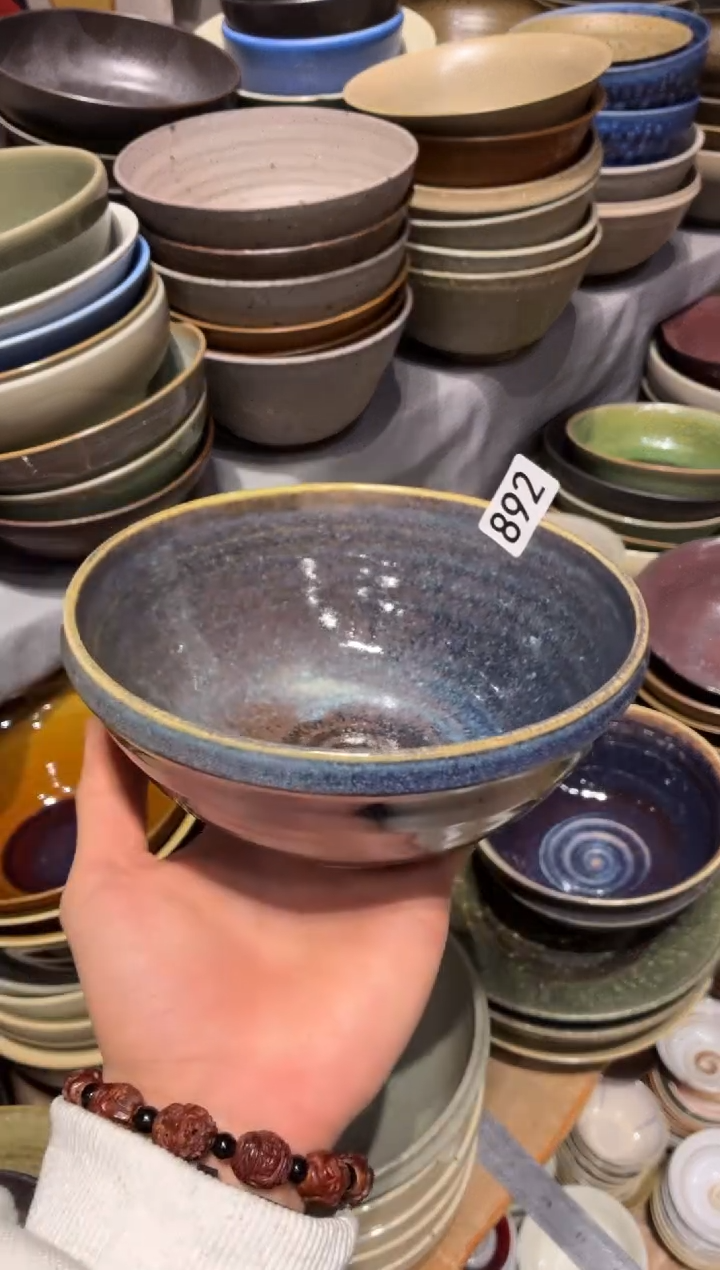 瓷片杨*892粗陶紫色面碗1个