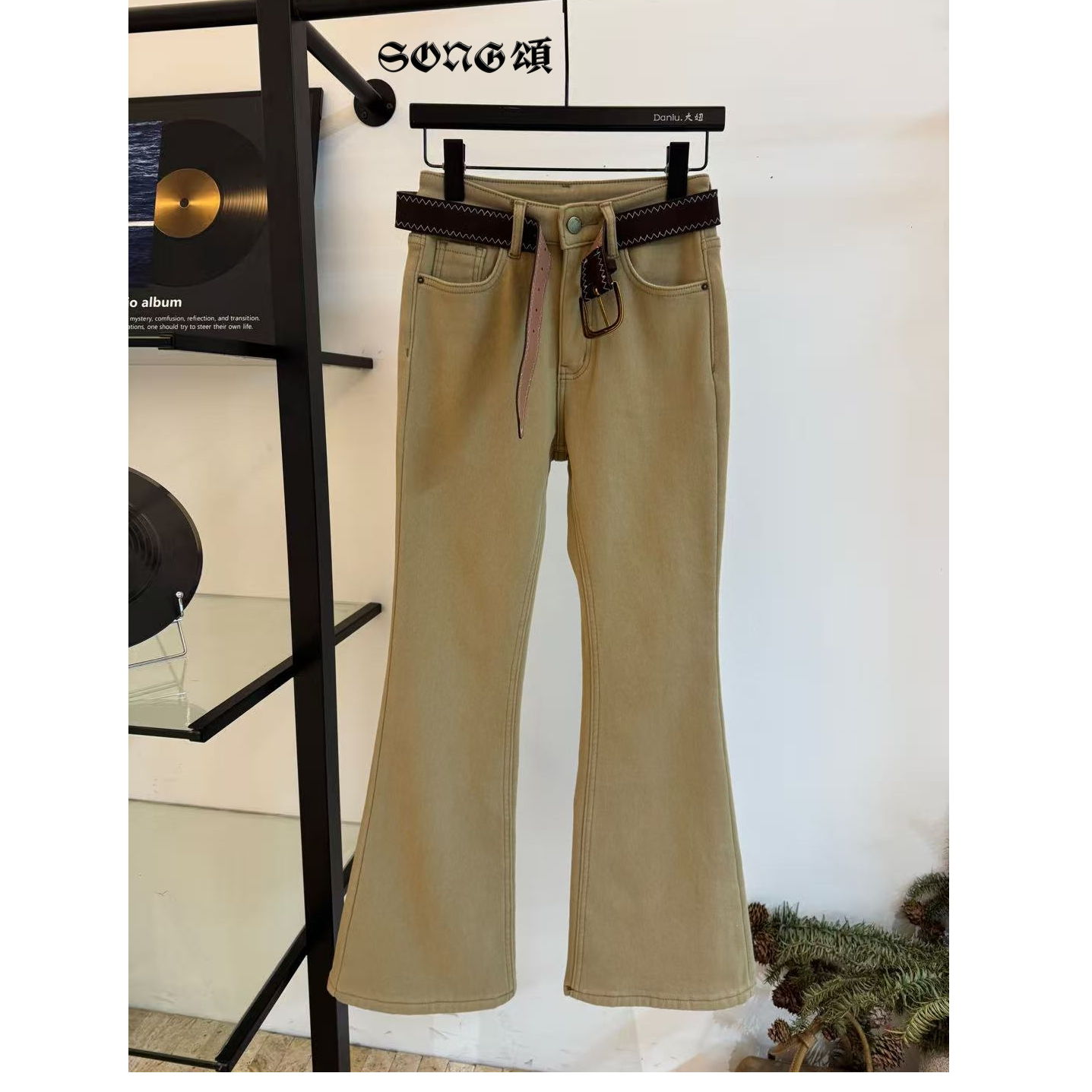 SONG頌 裤长101左右休闲风无弹牛仔裤奶茶色百搭休闲裤长裤-0225