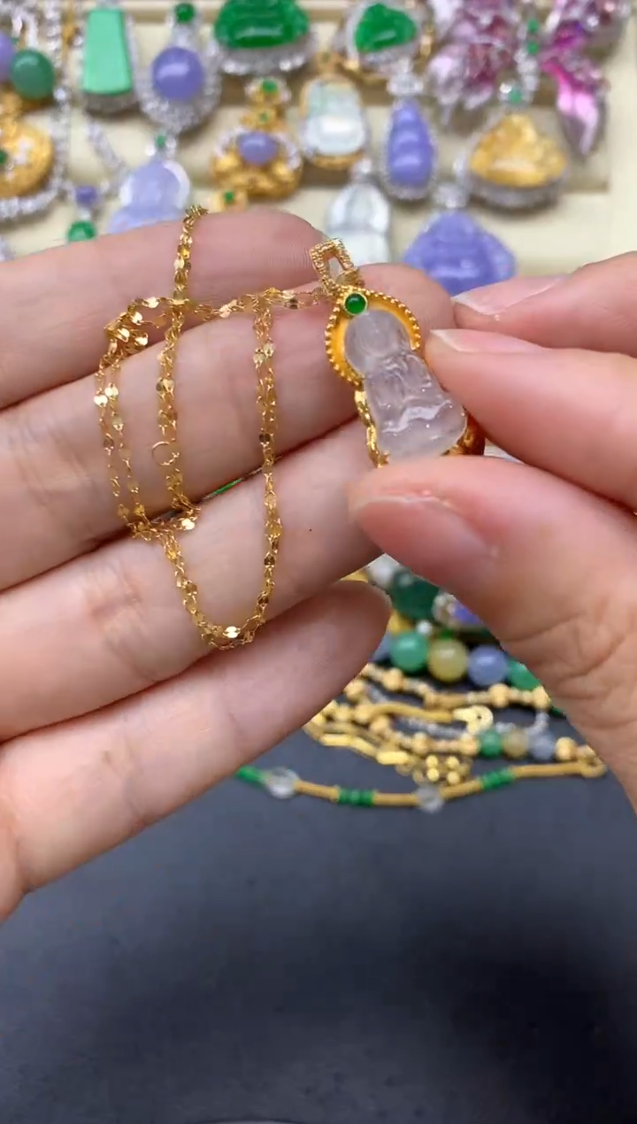 【闪购商品】翡翠颈饰18K金镶嵌372-中国好珍宝