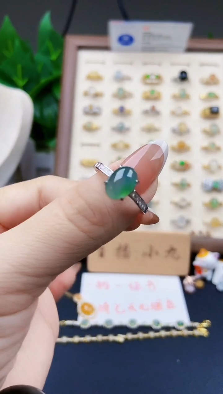 银S925镶嵌戒指翡翠12