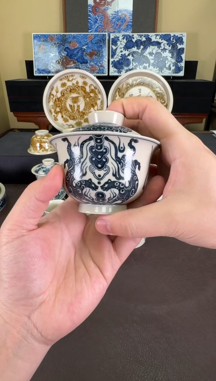 【闪购商品】二号釉金钱豹纹盖碗