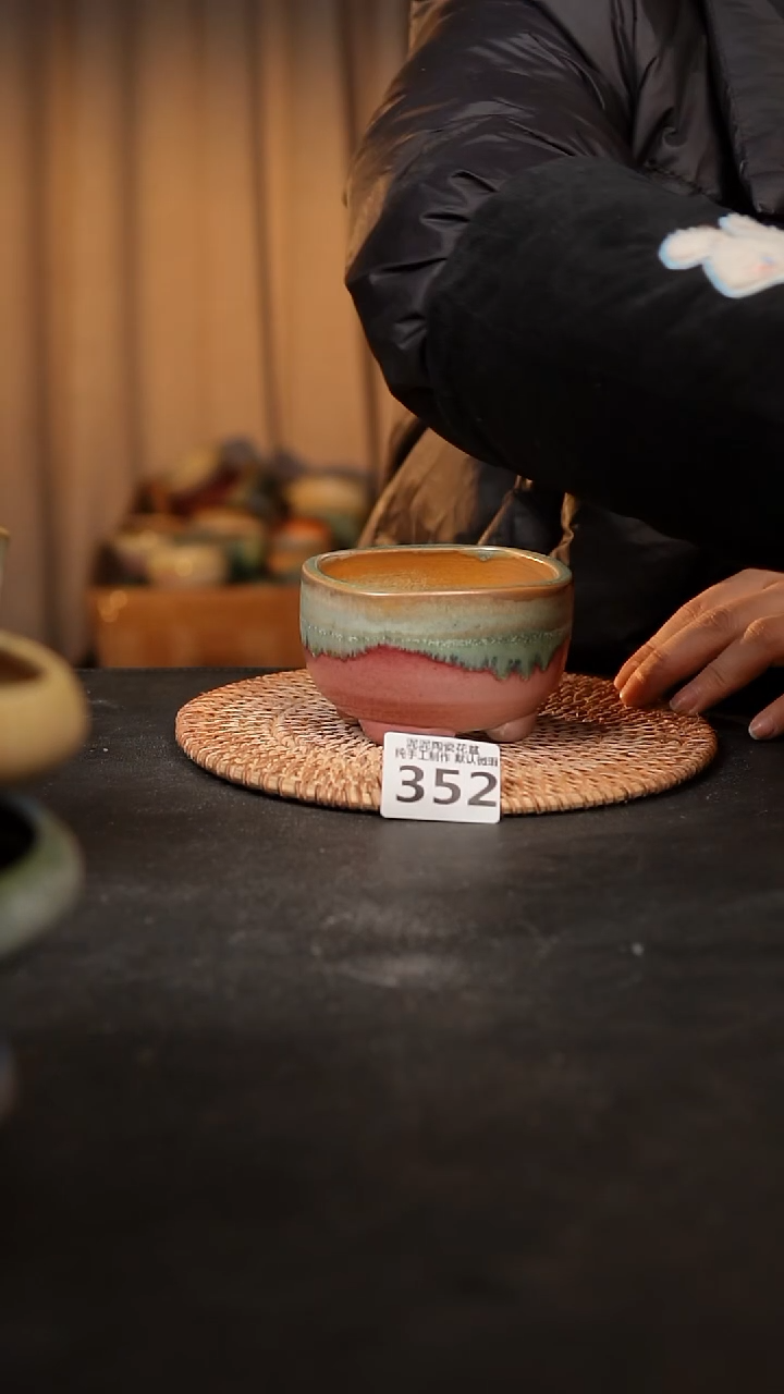 【闪购商品】瓷片352泥泥手工花盆口8高6