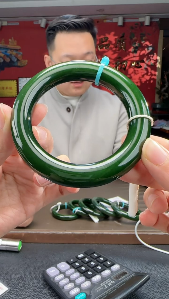 未镶嵌手镯和田玉碧玉圆条手镯55-58