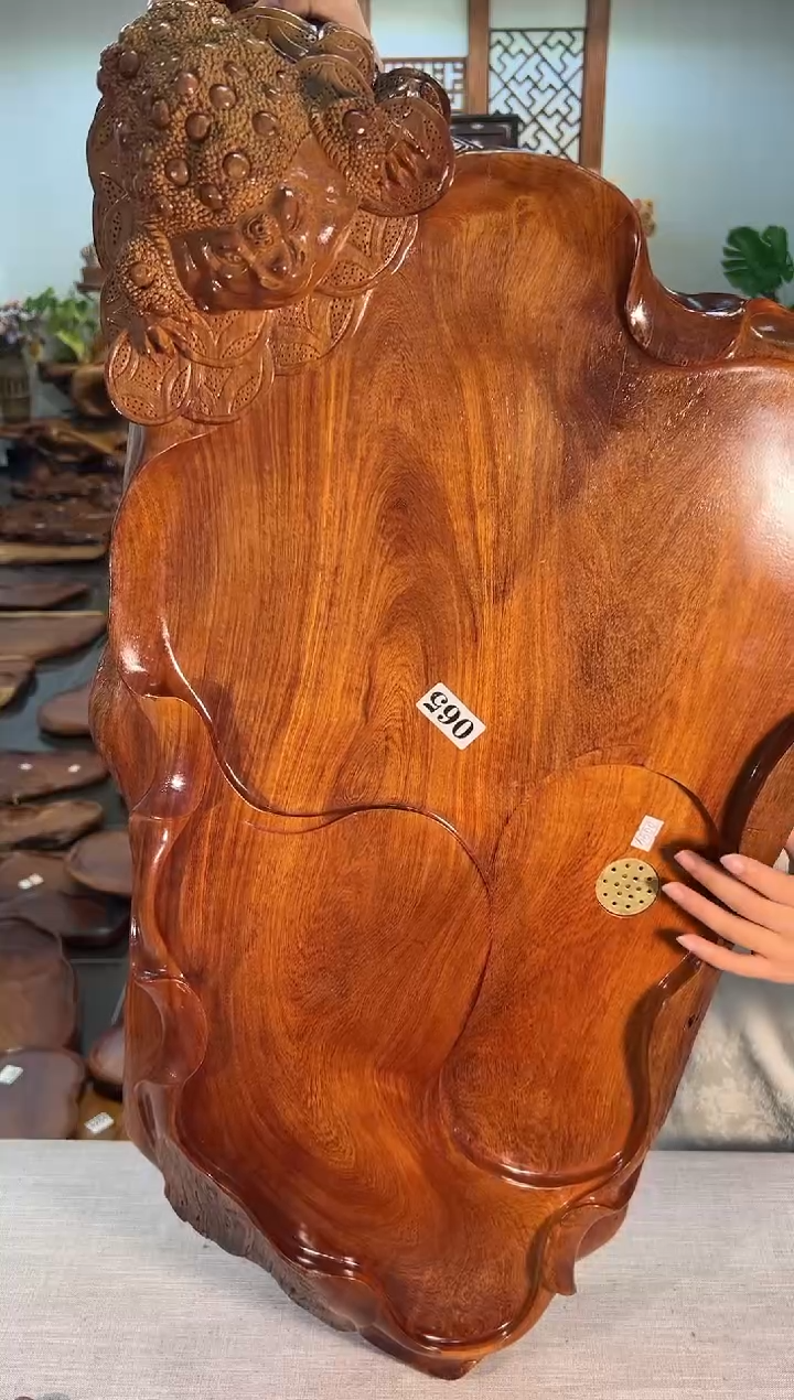 【闪购商品】大果紫檀（缅甸花梨）茶盘065