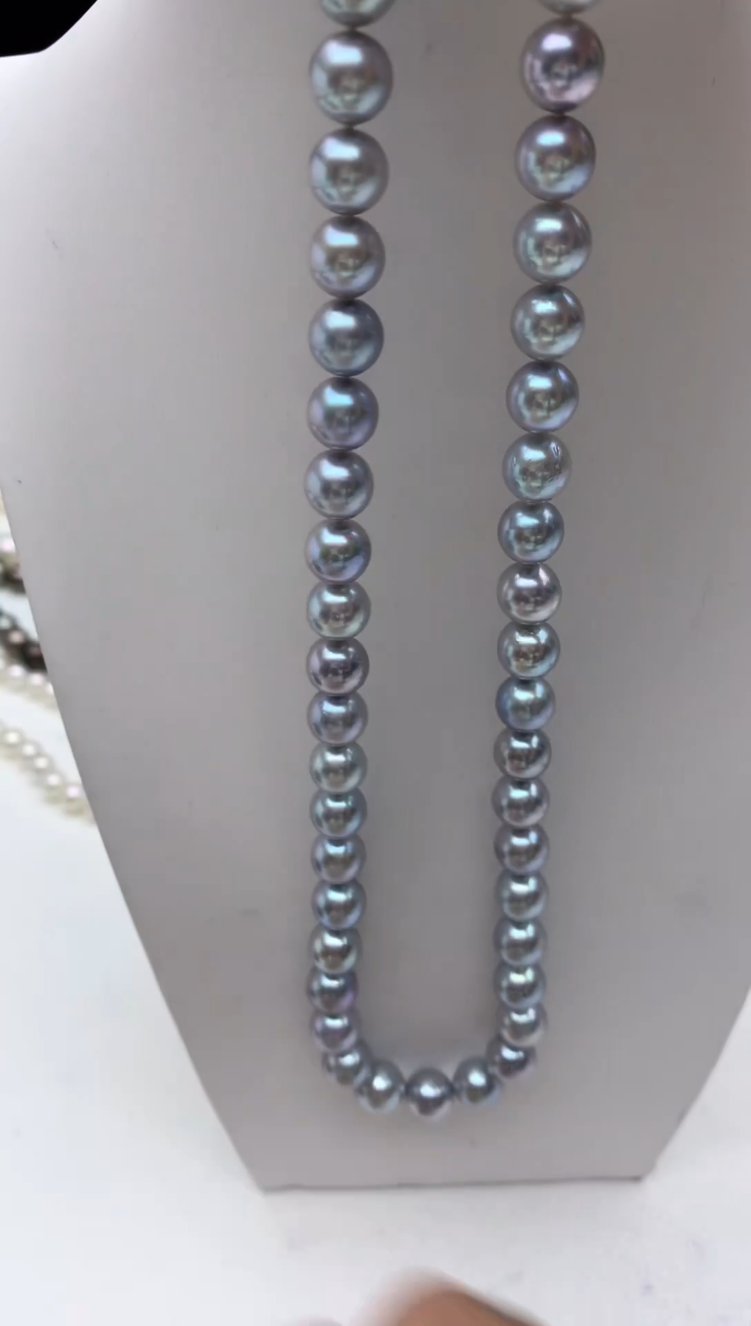 银S925镶嵌FF海水珍珠银蓝灰珠串链