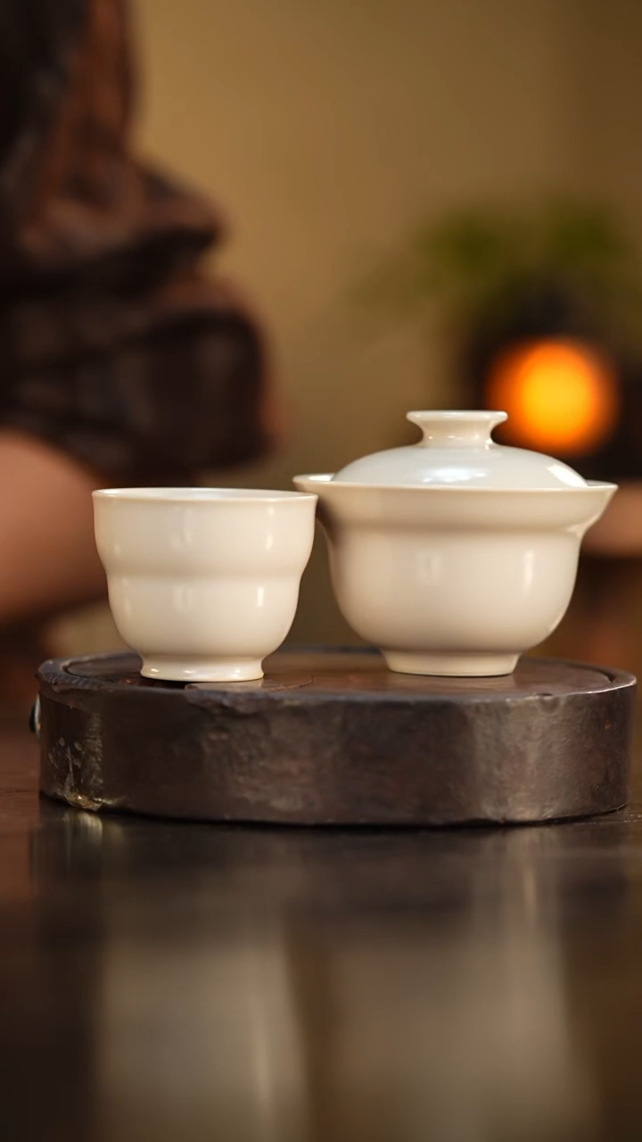 4柴房陶瓷柴烧盖碗套组