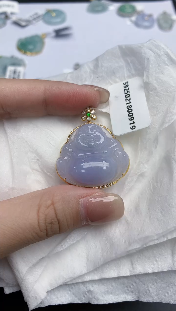 【闪购商品】翡翠颈饰18K金镶嵌天然缅甸翡翠A货