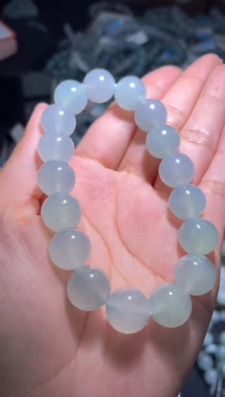 未镶嵌定制翡翠岩**心天然缅甸翡翠手串92