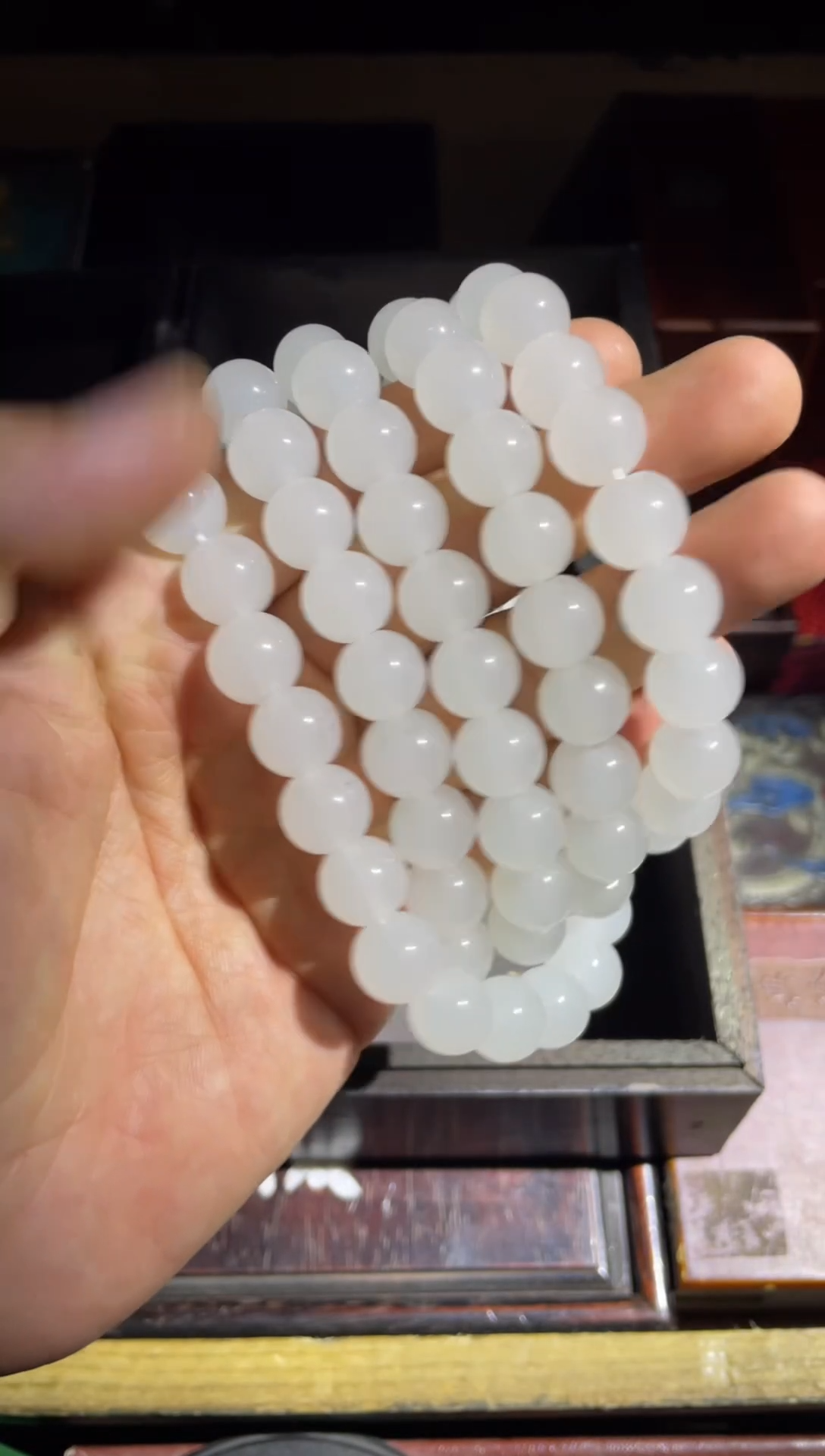 和田玉未镶嵌颈饰白玉108颗项链1件