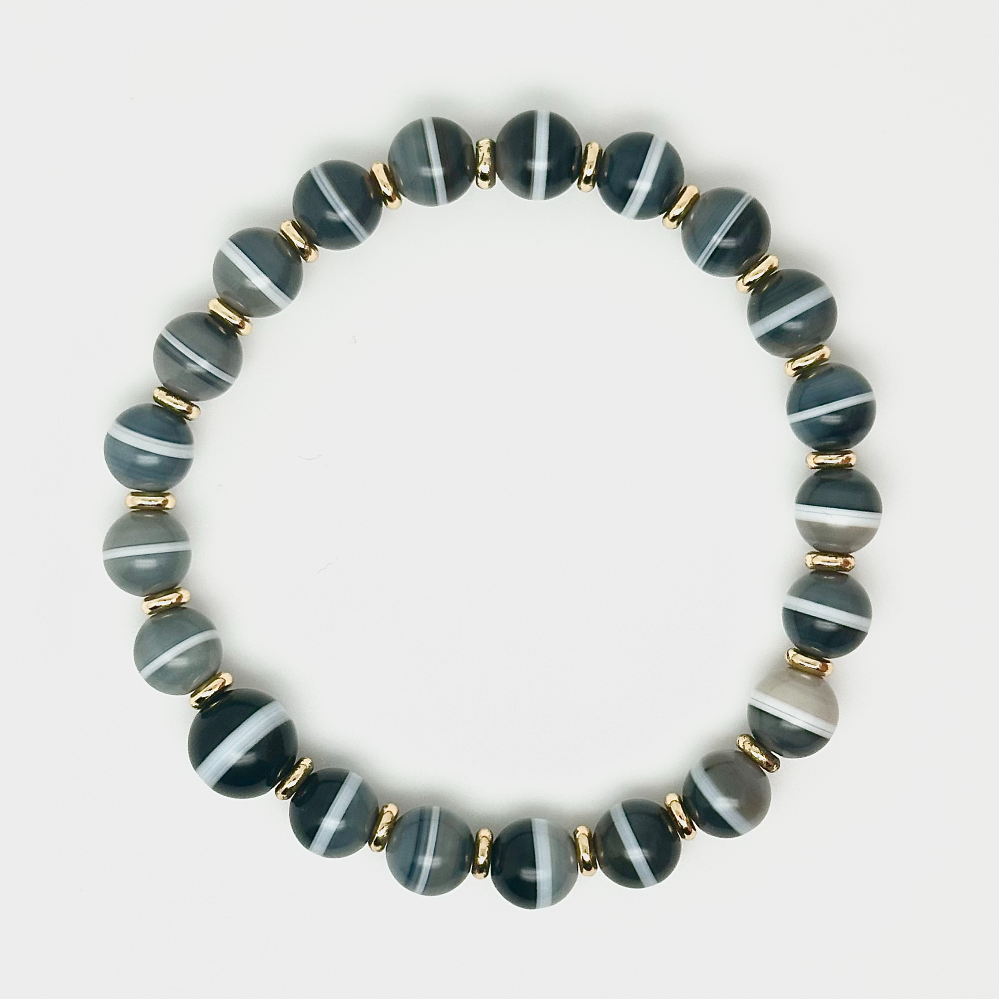 8mm西亚/维多利亚蓝沁一线药师缠丝玛瑙圆珠手串/手链