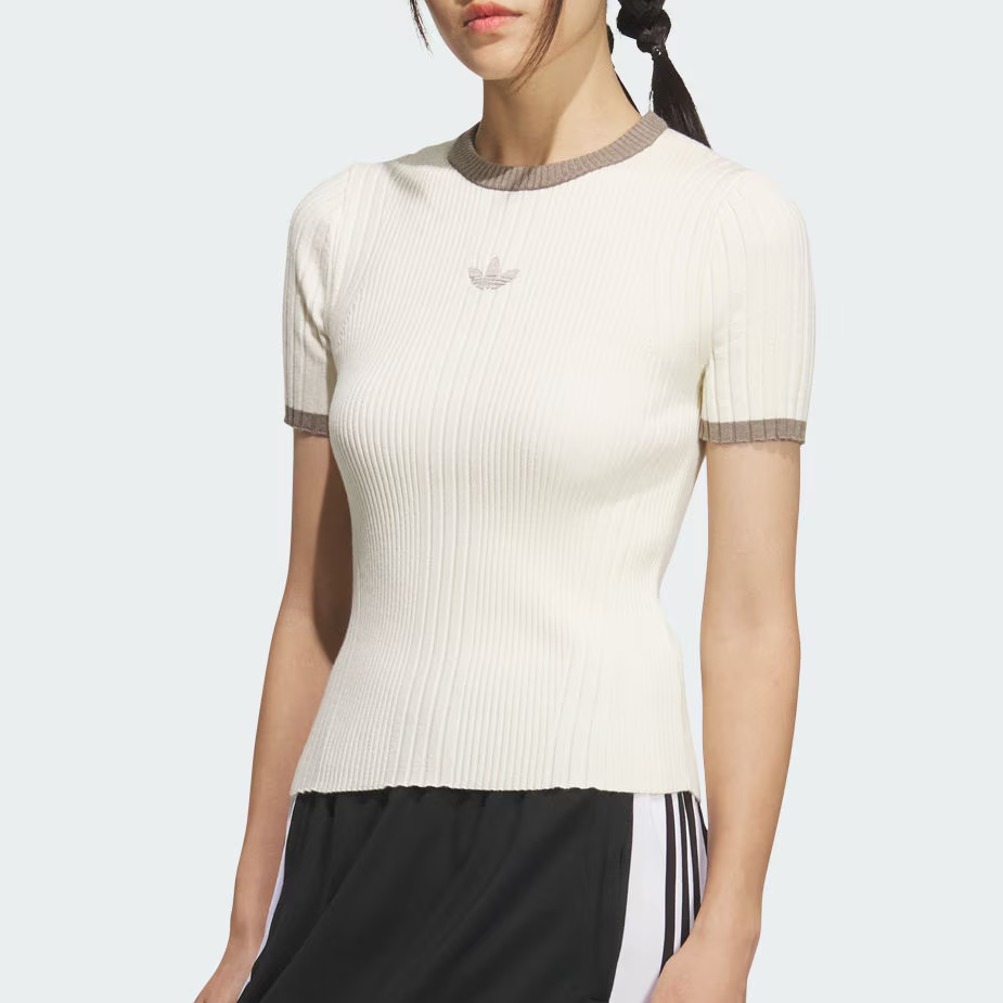 adidas/阿迪达斯三叶草时尚百搭经典针织运动修身短袖T恤 KS8494