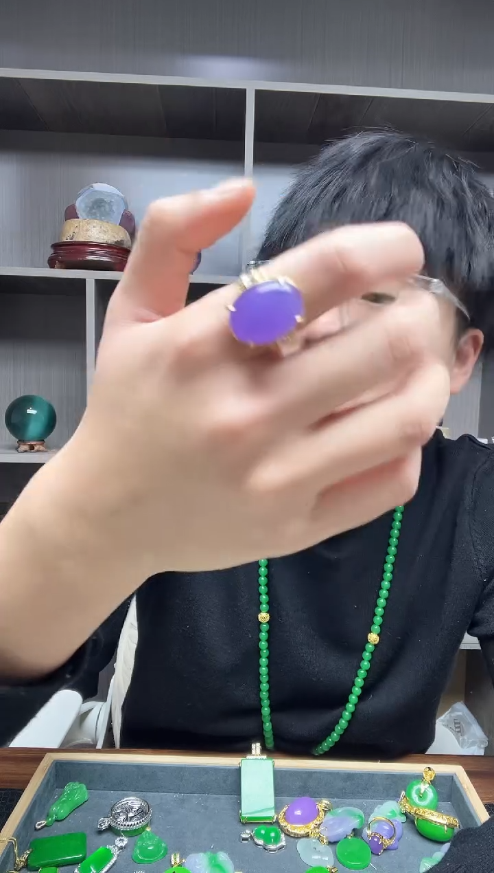 【闪购商品】翡翠戒指18K金镶嵌戒指