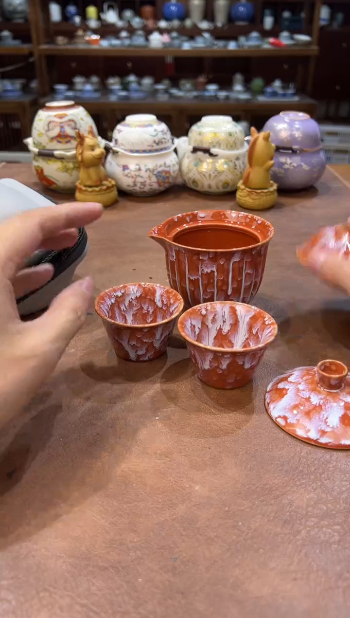 真的很便宜超好看会开片的旅行茶具