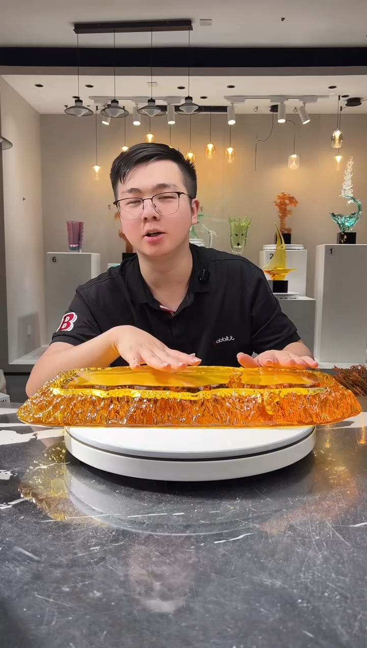 摆件巴比特美学-金色山河茶盘