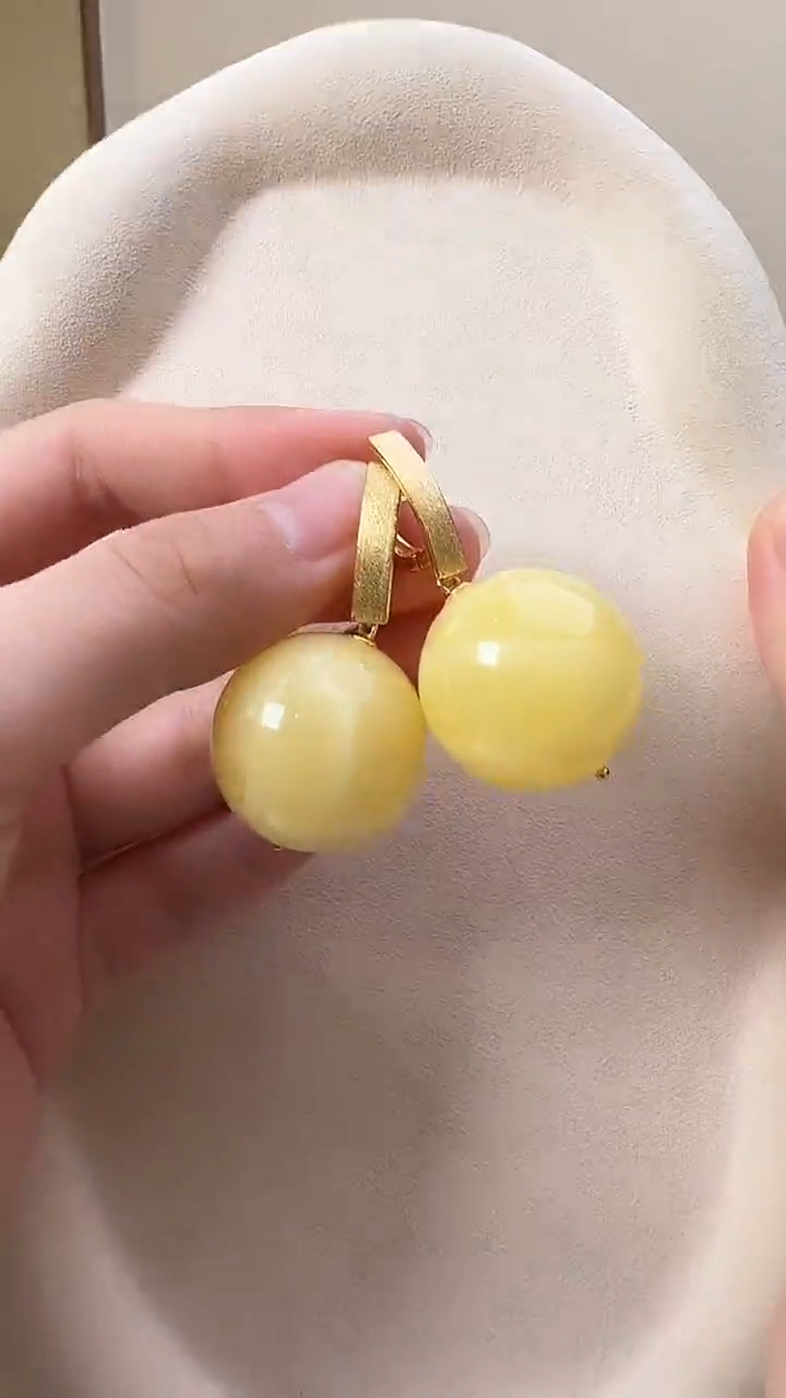 琥珀未镶嵌耳饰耳环