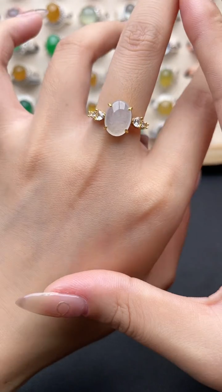 【闪购商品】翡翠戒指银S925镶嵌一物一证一礼盒