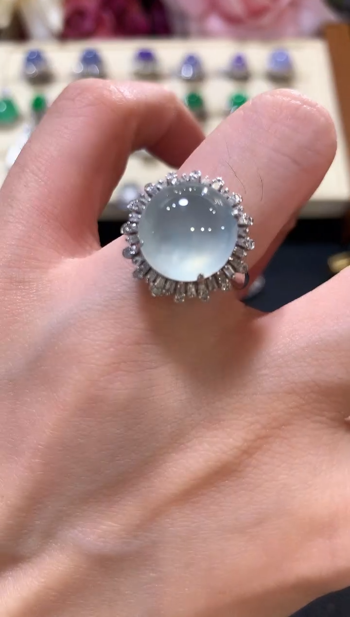 18K金镶嵌戒指翡翠z117   