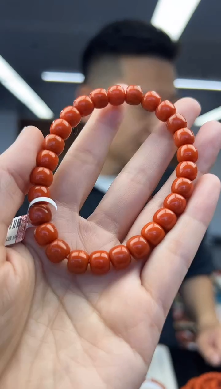 未镶嵌手链南红玛瑙A8瓦西柿子红老型南红手串8mm+