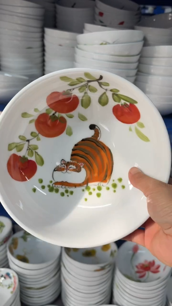 瓷片景德镇高温陶瓷食品级手绘釉中彩-大胖碗