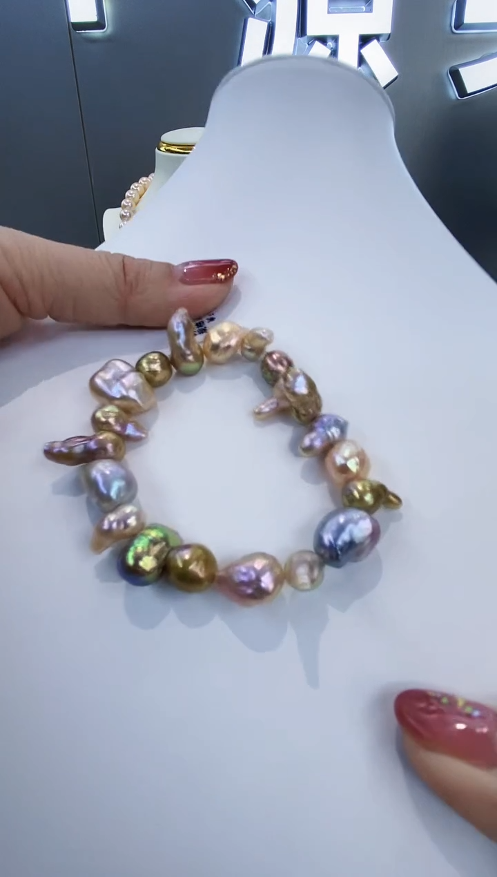 银S925镶嵌手链淡水珍珠Y淡水弹力手链