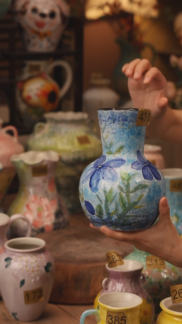 陶瓷431景德镇设计师手作花器摆件侘寂风