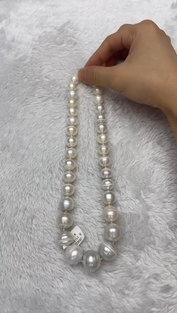 海水珍珠银S925镶嵌项链澳白11-19mm