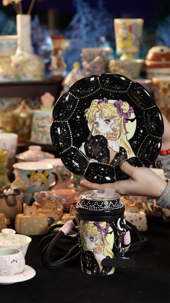 摆件陶景德镇釉下彩手绘设计师款陶瓷