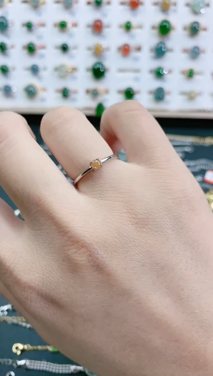 翡翠戒指银S925镶嵌天然翡翠