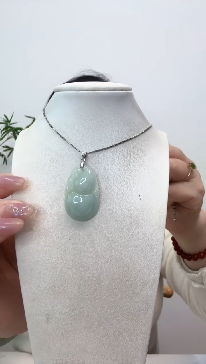 【闪购商品】翡翠颈饰银S925镶嵌葫芦赠合金链