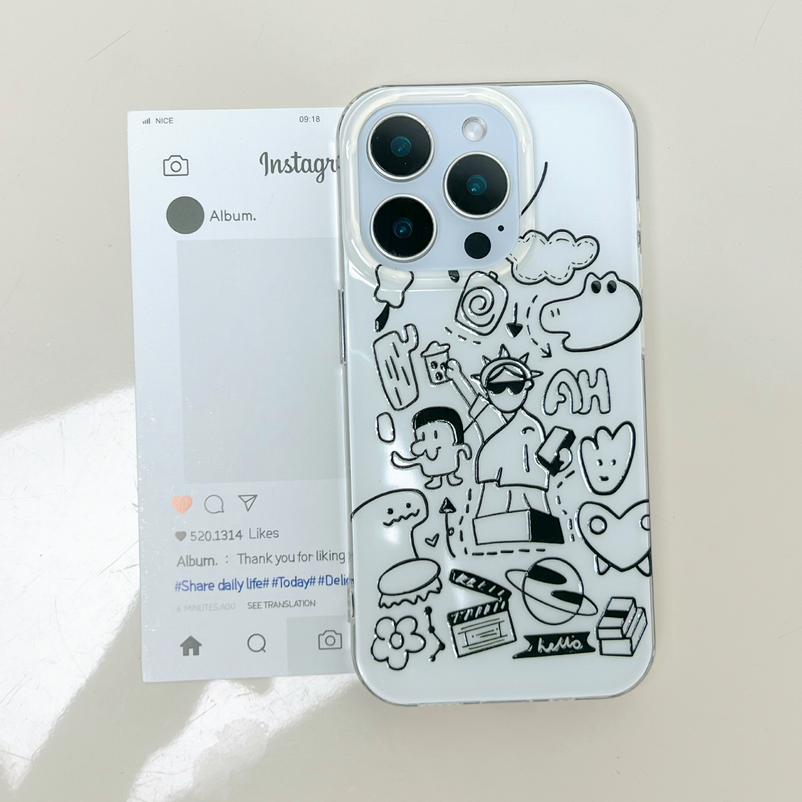IMD手机壳线条涂鸦自由女神适用苹果16iPhone15华为小米oppovivo