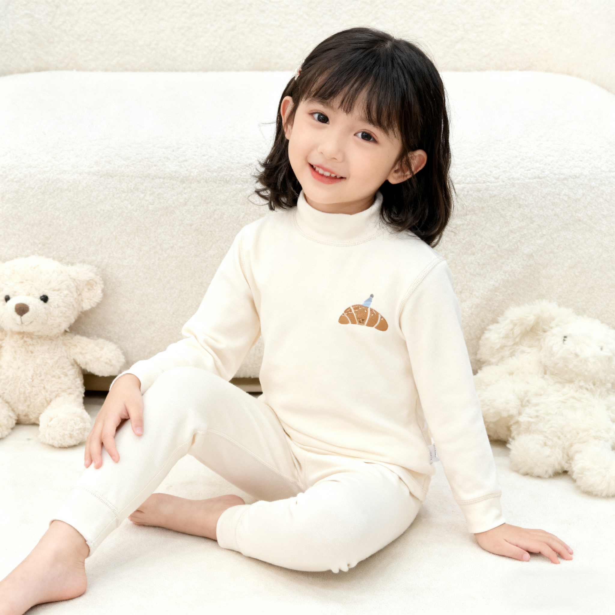 婴格朗迪S147加厚男女童套装百搭舒绒打底套装秋冬保暖