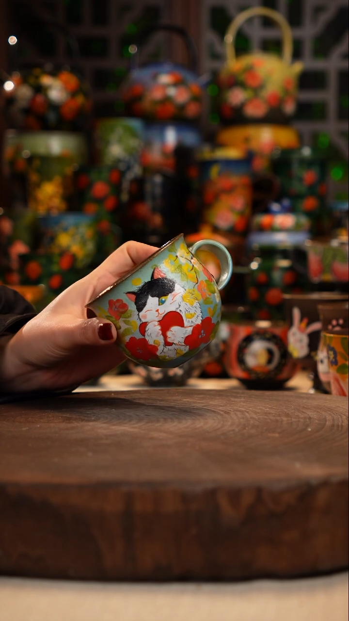 紫砂 油画手绘釉下彩