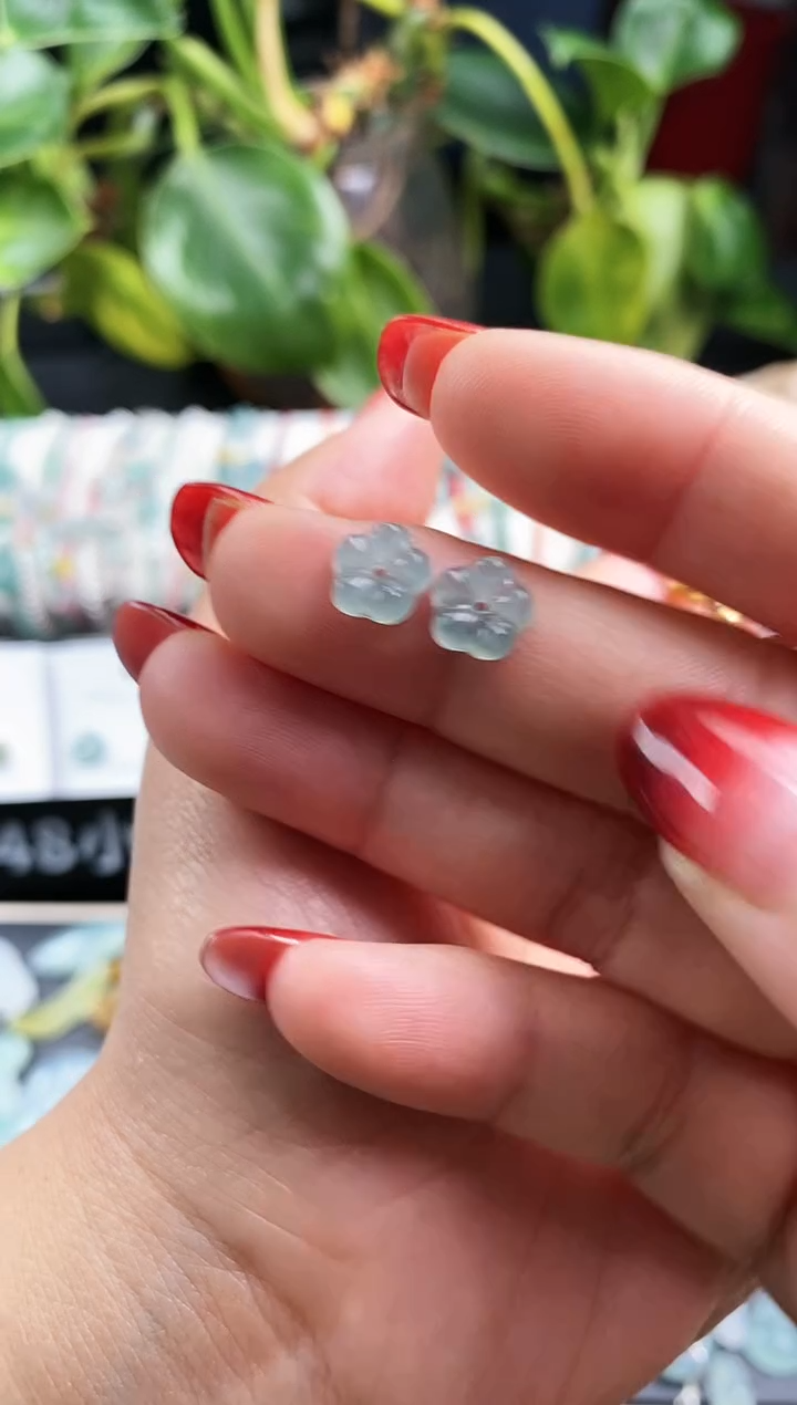 【闪购商品】翡翠戒指未镶嵌小花一对