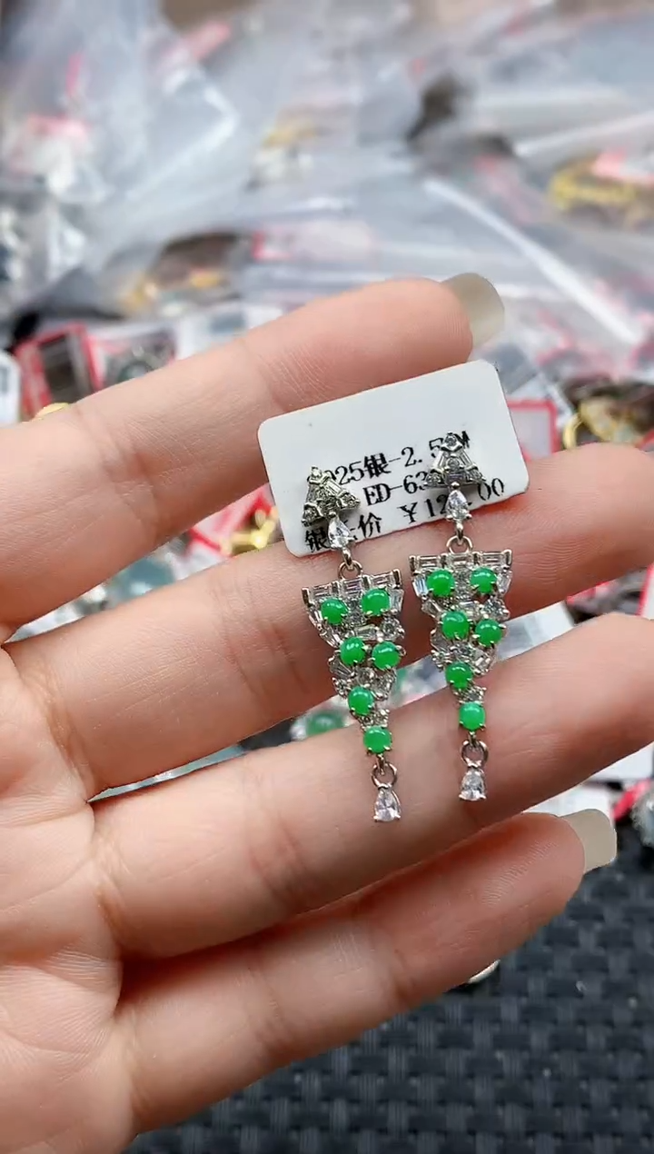 银S925镶嵌戒指翡翠天然A货缅甸翡翠